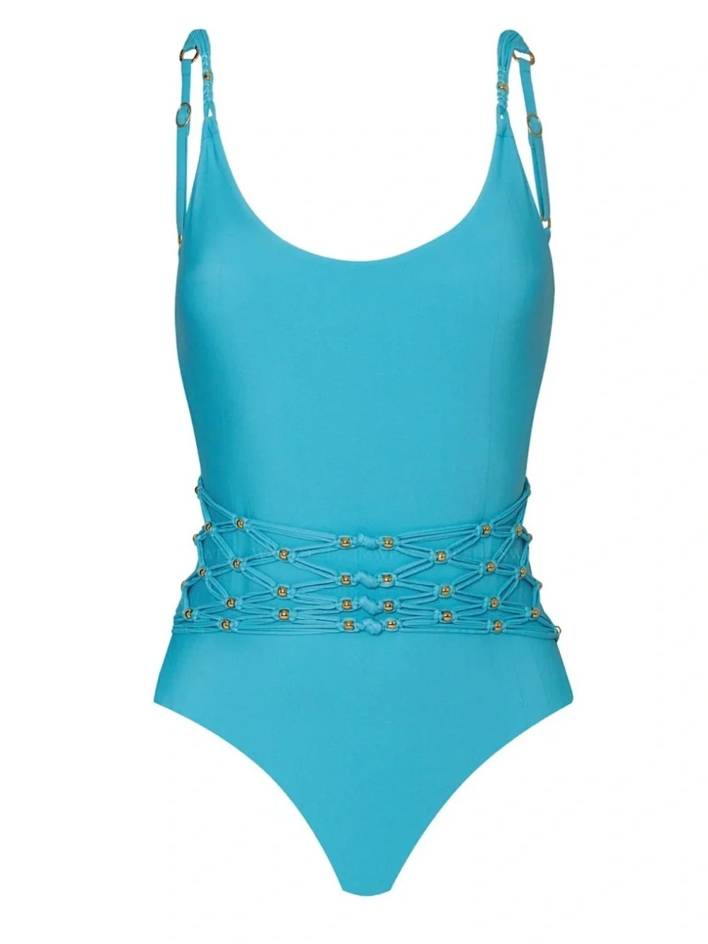 PQ Swim Beaded Brynn One Piece Baby Blue Swimsuit L NEW